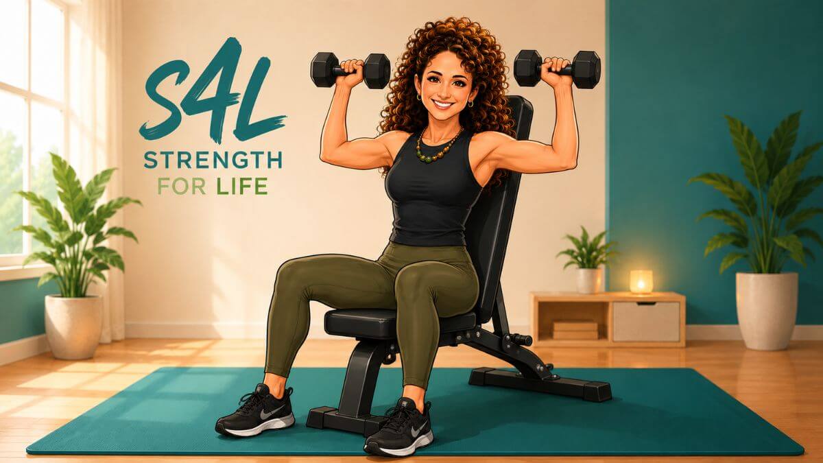 Woman doing beginner upper body exercises at home