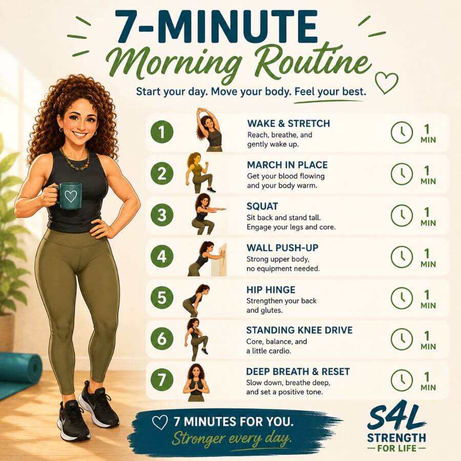 Simple 7 minute morning exercise routine for energy and mobility