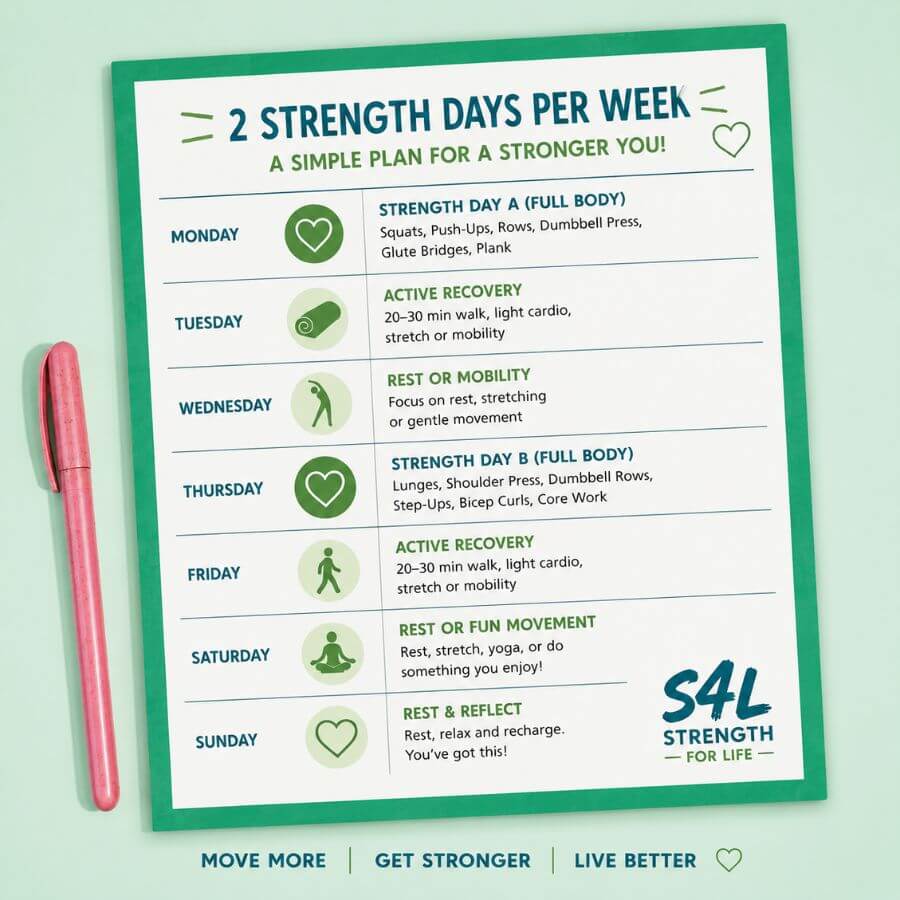 Simple weekly strength training schedule for women over 40