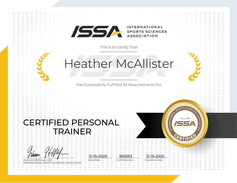 Heather McAllister — ISSA Certified Personal Trainer
