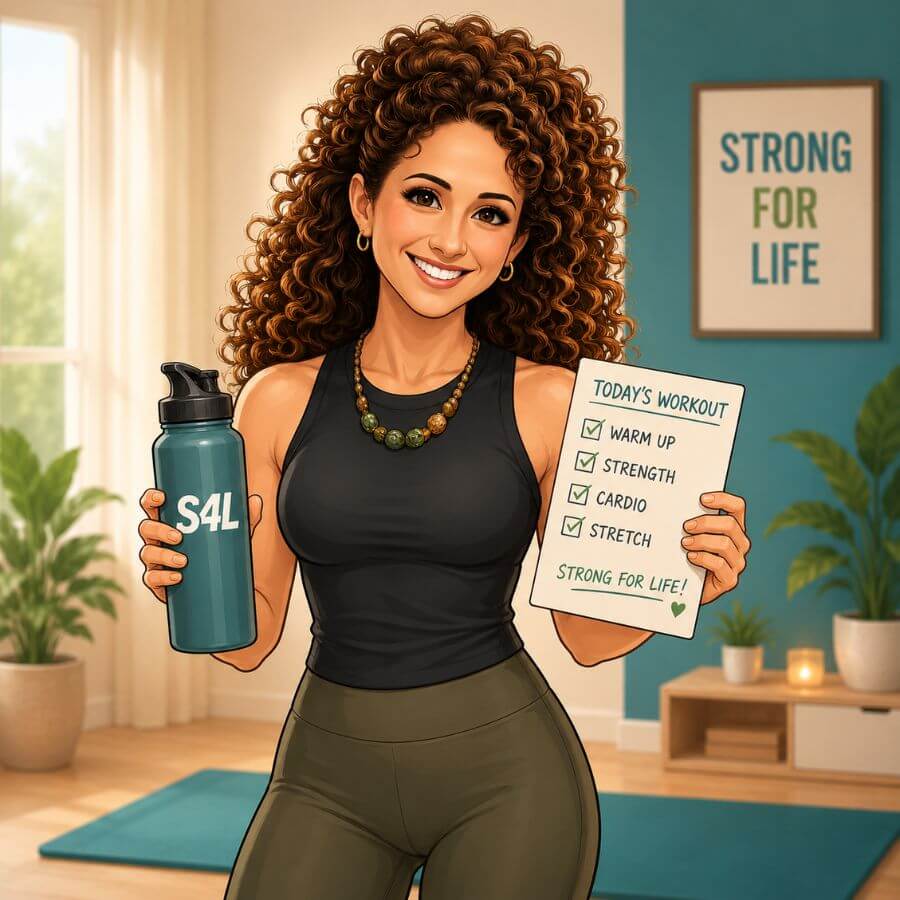Heather with a workout checklist for exercise consistency