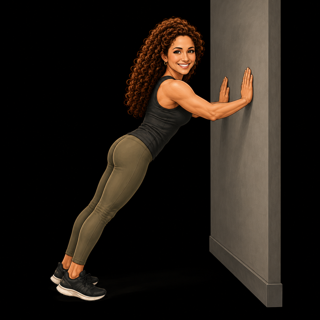 Wall push-up exercise at home