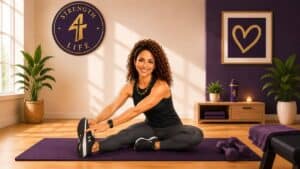 woman calf stretch on the floor