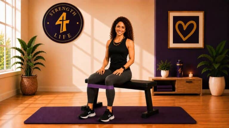 Woman over 40 doing strength training with knee pain modifications